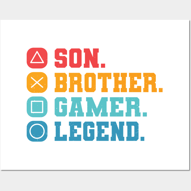 Son Brother Video Gamer Legend Vintage Distressed Wall Art by RiseInspired